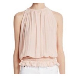 RAMY‎ BROOK Sleeveless Lauren High Neck Tank Top in Blush size Small